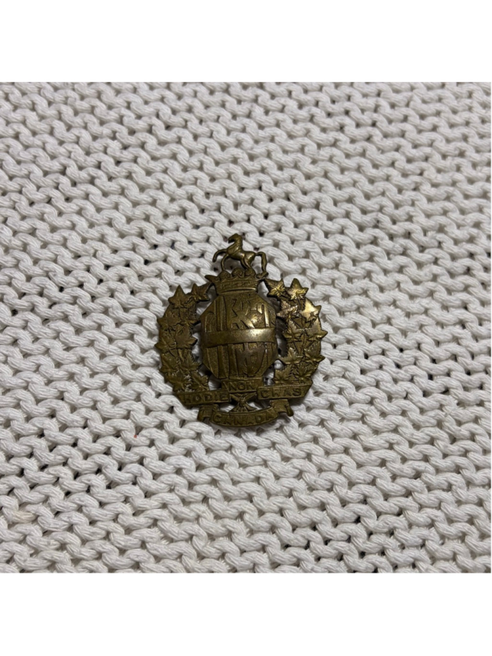 Canadian 1st Hussars Brass Cap Badge WW11